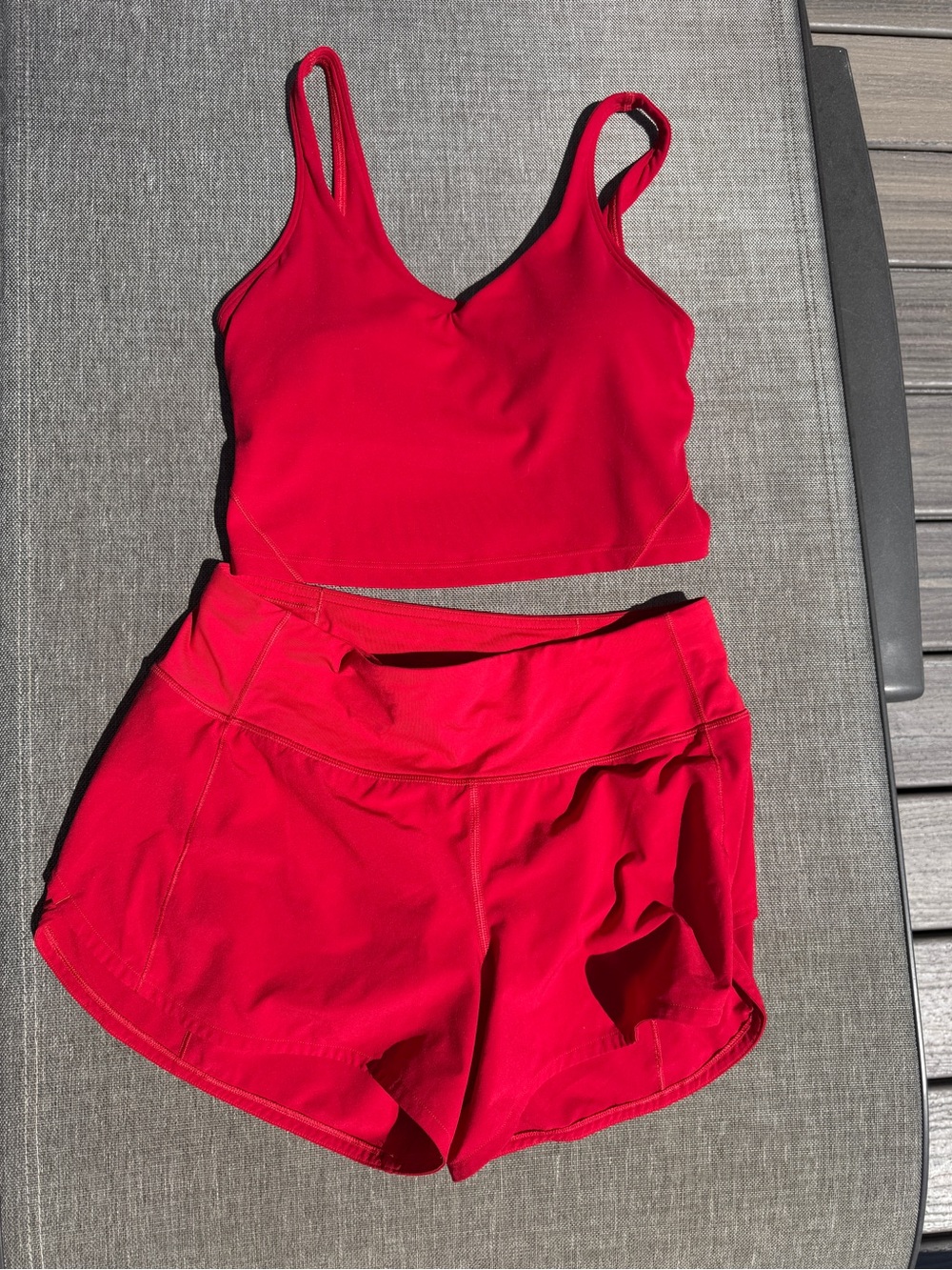 lululemon athletica Bright Red Workout Align Tank Top & Speed Up Shorts